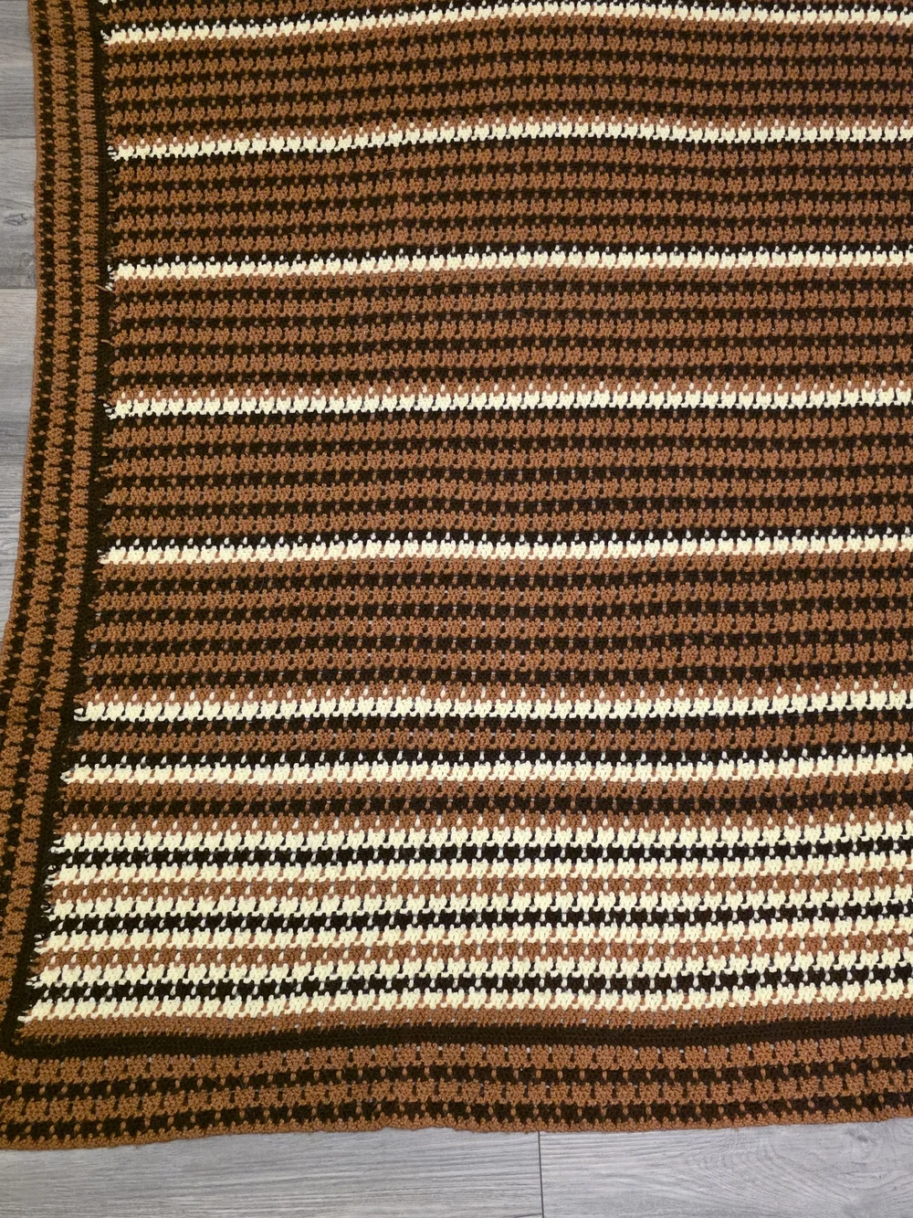 Vintage 1970s Style Handmade Crochet Afghan Blanket Size 56x54